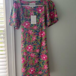 Floral Green and Pink Dress